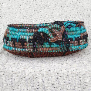 Handmade turquoise and brown basket